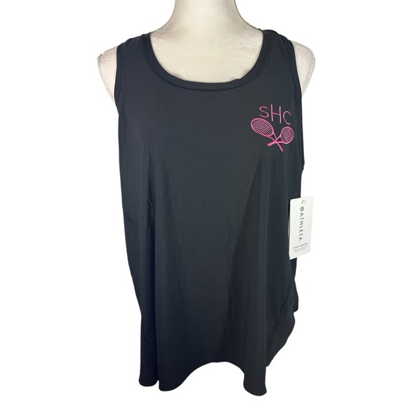 Athleta Tops - NWT! Athleta Black Tank Top with Pink Tennis Logo- XL